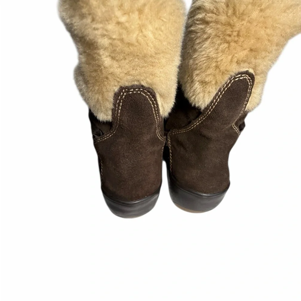 Naturalizer Brown Leather and Faux Fur-Lined Women's Snow Boots Sz 9.5